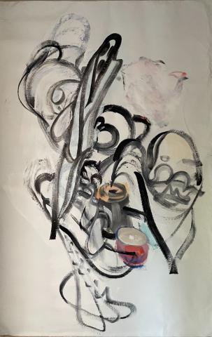 Burlesk, olja på duk, 204 x 130 cm