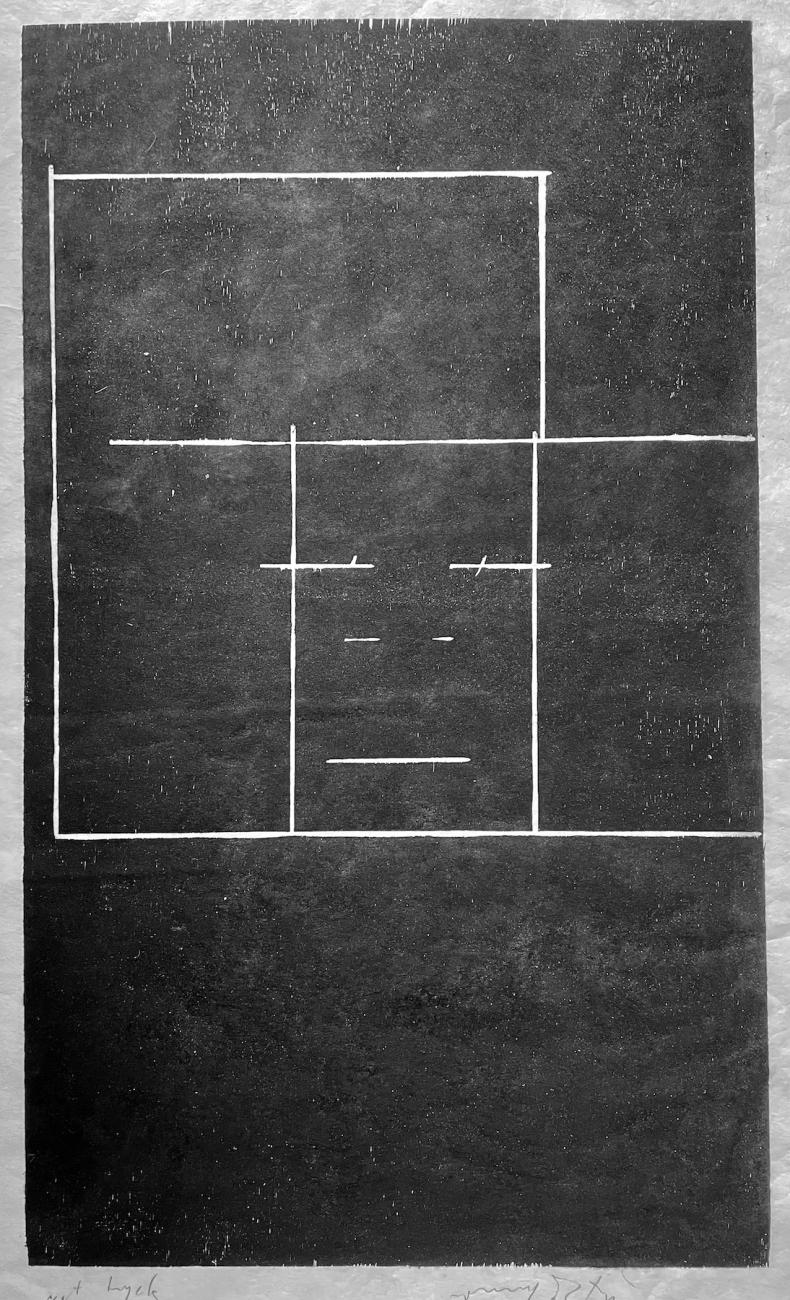 Stor robot, träsnitt, 75 x 44 cm