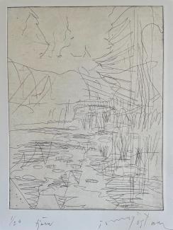 Tjärn, etsning, 32 x 25 cm